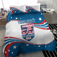 Personalized USA Rowing Bedding Set 2024 United States Flag Curve Style - Wonder Print Shop