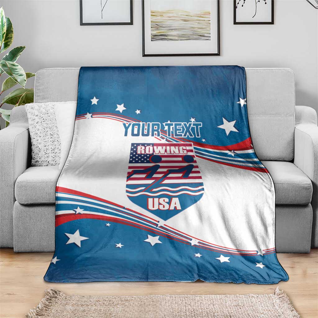 Personalized USA Rowing Blanket 2024 United States Flag Curve Style