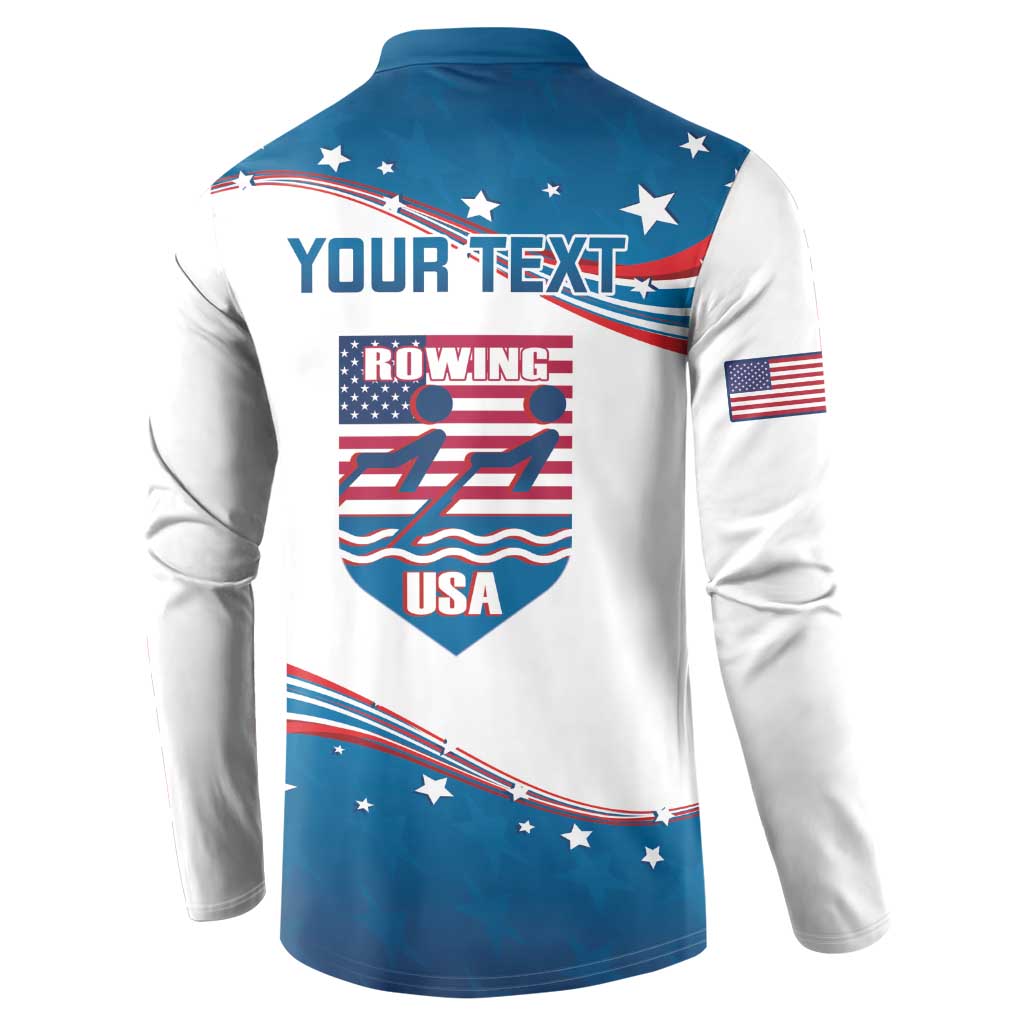 Personalized USA Rowing Button Sweatshirt 2024 United States Flag Curve Style - Wonder Print Shop