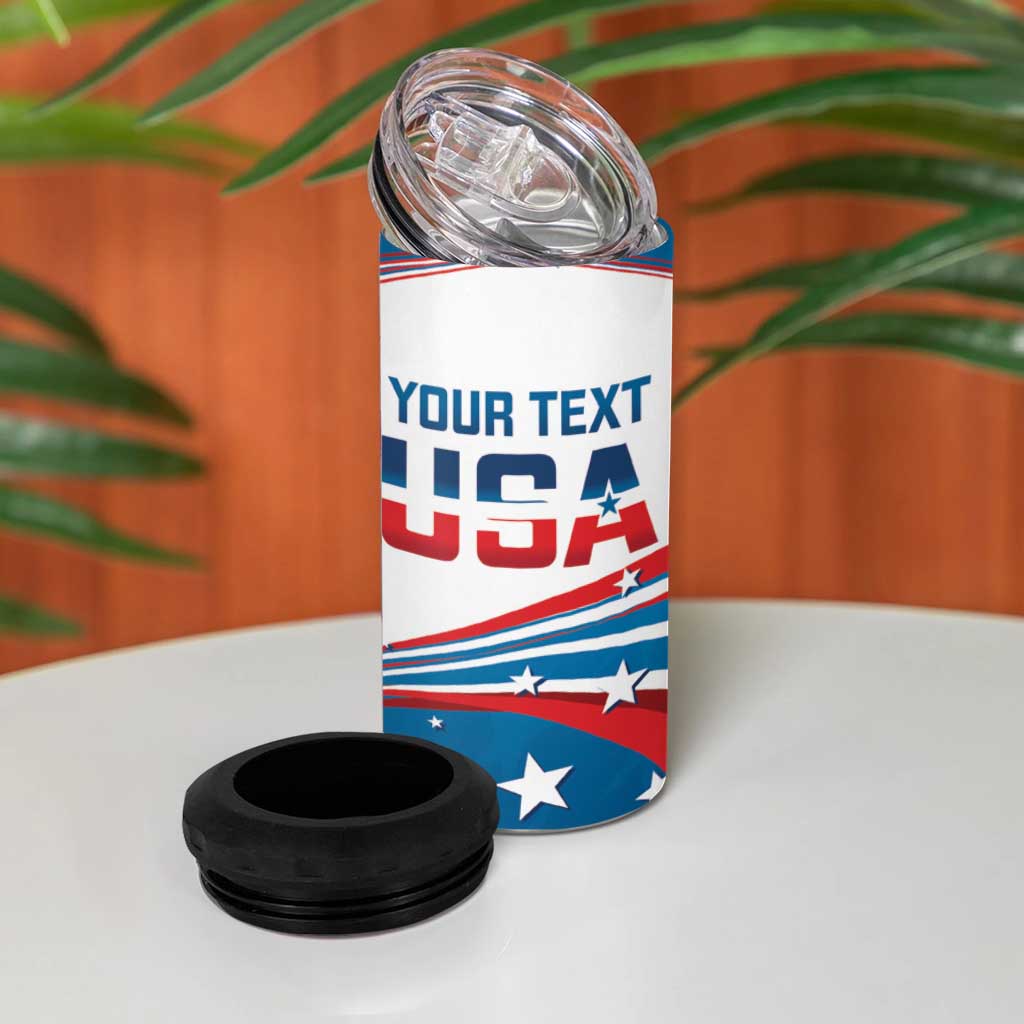 Personalized USA Rowing 4 in 1 Can Cooler Tumbler 2024 United States Flag Curve Style - Wonder Print Shop