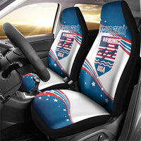 Personalized USA Rowing Car Seat Cover 2024 United States Flag Curve Style - Wonder Print Shop