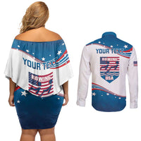 Personalized USA Rowing Couples Matching Off Shoulder Short Dress and Long Sleeve Button Shirt 2024 United States Flag Curve Style - Wonder Print Shop