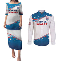 Personalized USA Rowing Couples Matching Puletasi and Long Sleeve Button Shirt 2024 United States Flag Curve Style - Wonder Print Shop