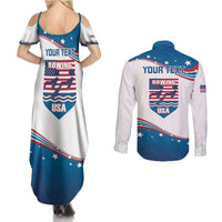 Personalized USA Rowing Couples Matching Summer Maxi Dress and Long Sleeve Button Shirt 2024 United States Flag Curve Style - Wonder Print Shop