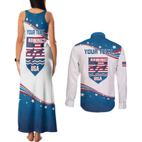 Personalized USA Rowing Couples Matching Tank Maxi Dress and Long Sleeve Button Shirt 2024 United States Flag Curve Style - Wonder Print Shop