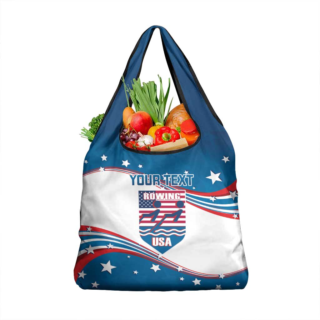 Personalized USA Rowing Grocery Bag United States Flag Curve Style