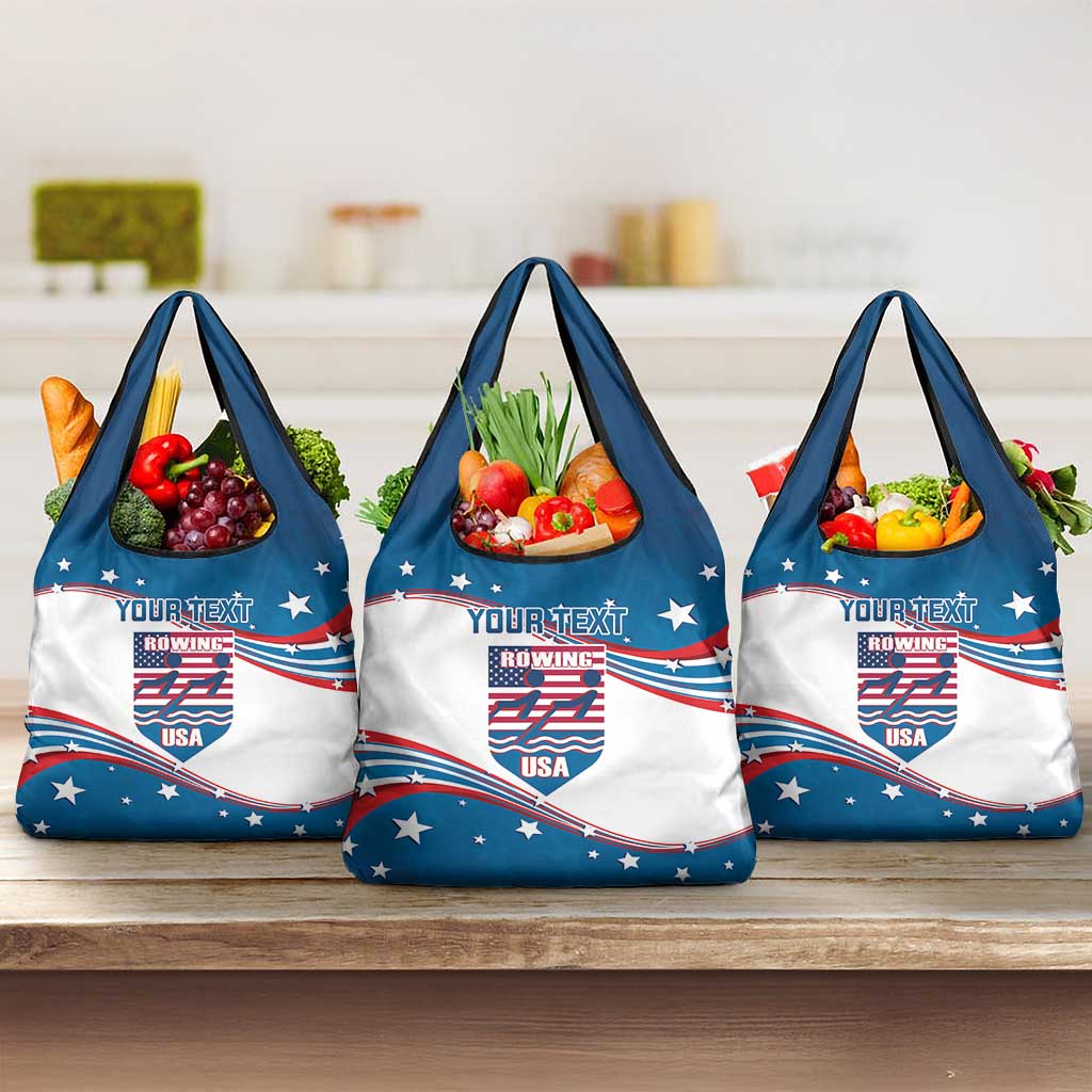 Personalized USA Rowing Grocery Bag United States Flag Curve Style
