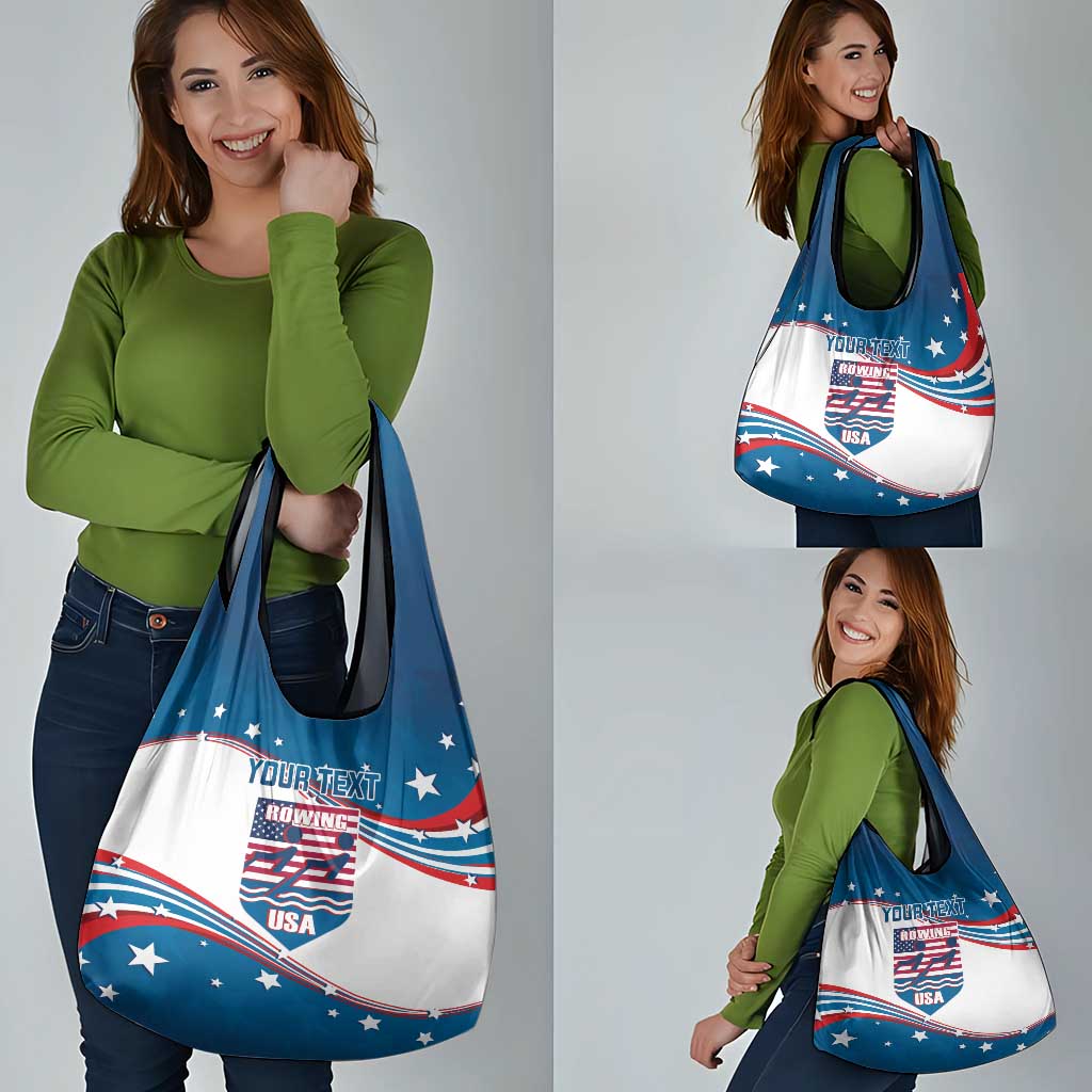Personalized USA Rowing Grocery Bag United States Flag Curve Style