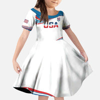 Personalized USA Rowing Kid Short Sleeve Dress 2024 United States Flag Curve Style - Wonder Print Shop