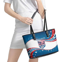 Personalized USA Rowing Leather Tote Bag 2024 United States Flag Curve Style - Wonder Print Shop