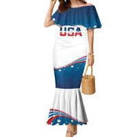 Personalized USA Rowing Mermaid Dress 2024 United States Flag Curve Style - Wonder Print Shop