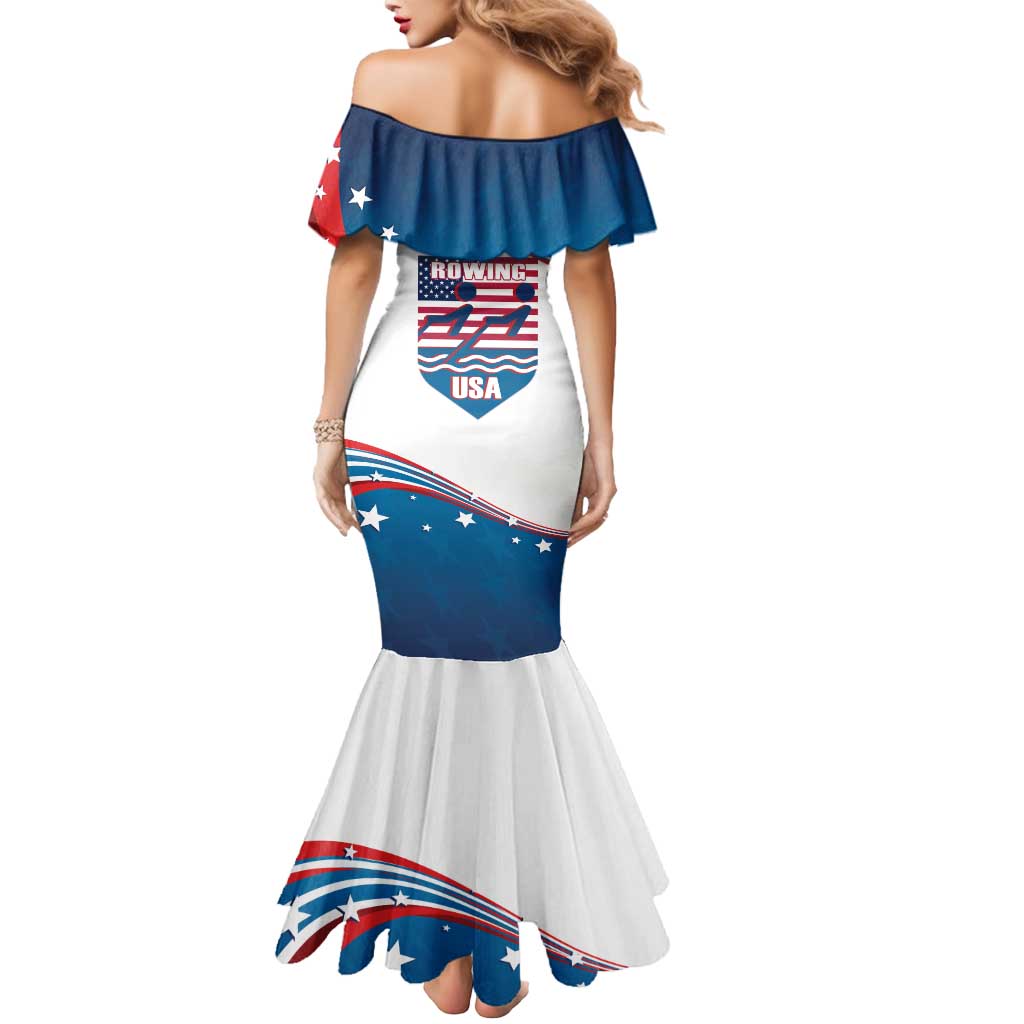 Personalized USA Rowing Mermaid Dress 2024 United States Flag Curve Style - Wonder Print Shop