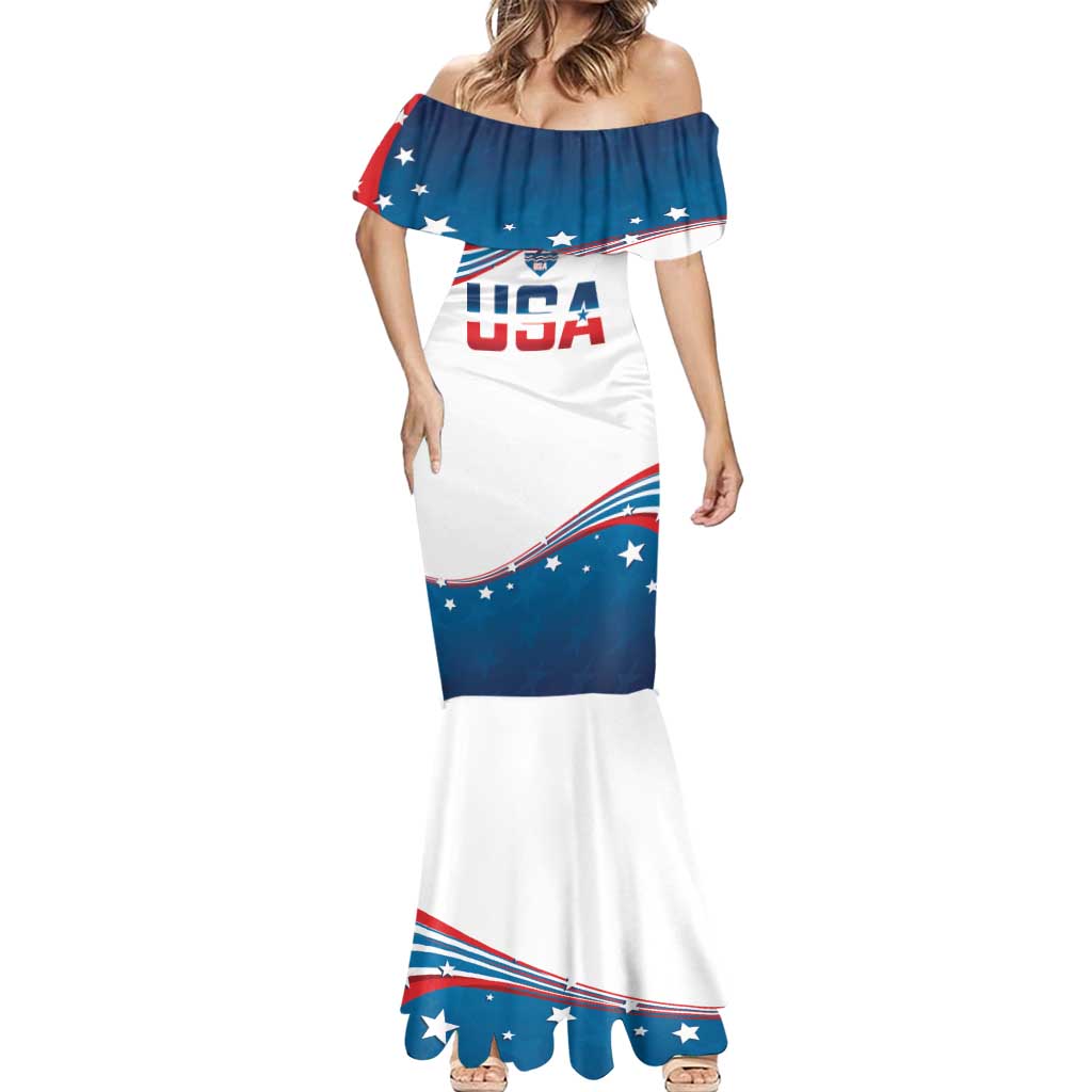 Personalized USA Rowing Mermaid Dress 2024 United States Flag Curve Style - Wonder Print Shop