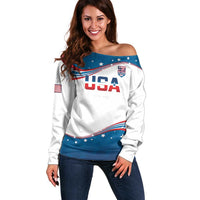 Personalized USA Rowing Off Shoulder Sweater 2024 United States Flag Curve Style - Wonder Print Shop