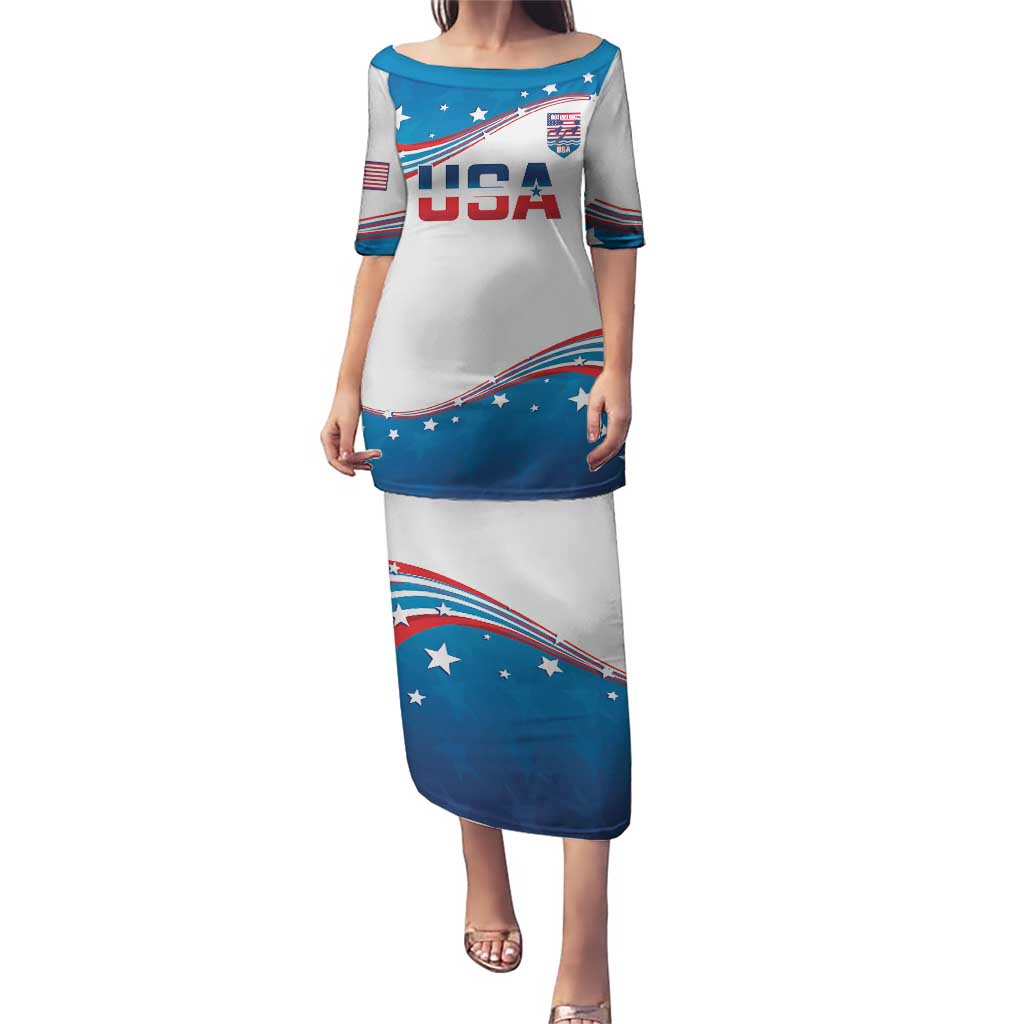 Personalized USA Rowing Puletasi 2024 United States Flag Curve Style - Wonder Print Shop