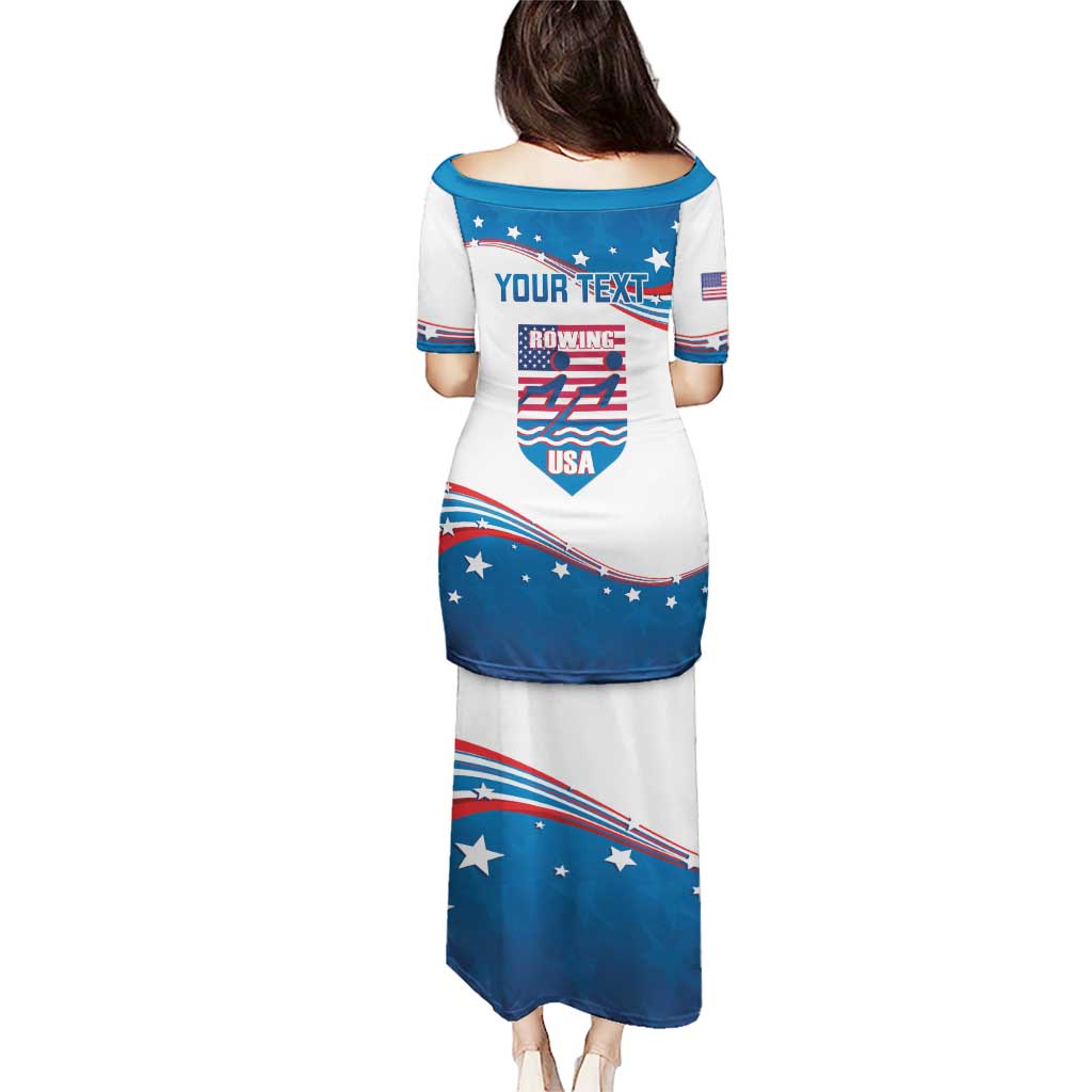 Personalized USA Rowing Puletasi 2024 United States Flag Curve Style - Wonder Print Shop