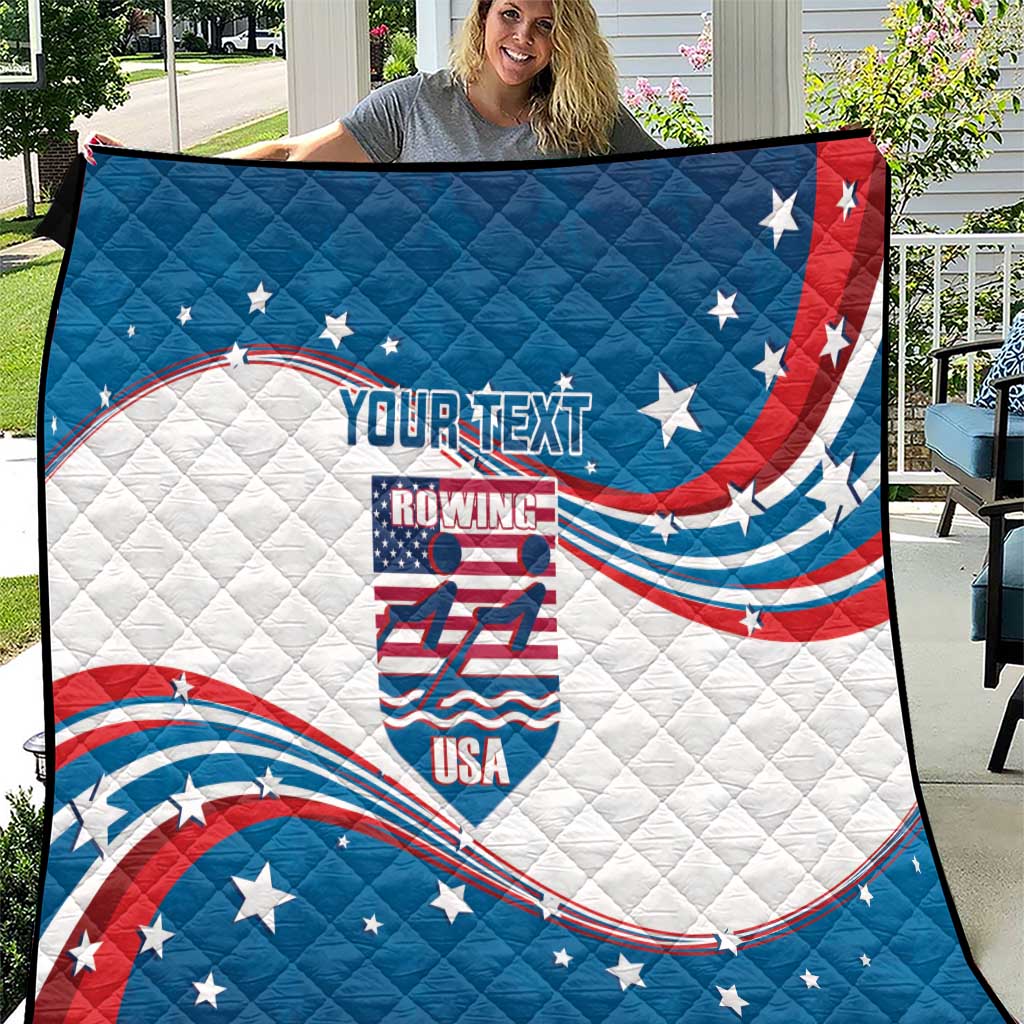 Personalized USA Rowing Quilt 2024 United States Flag Curve Style - Wonder Print Shop