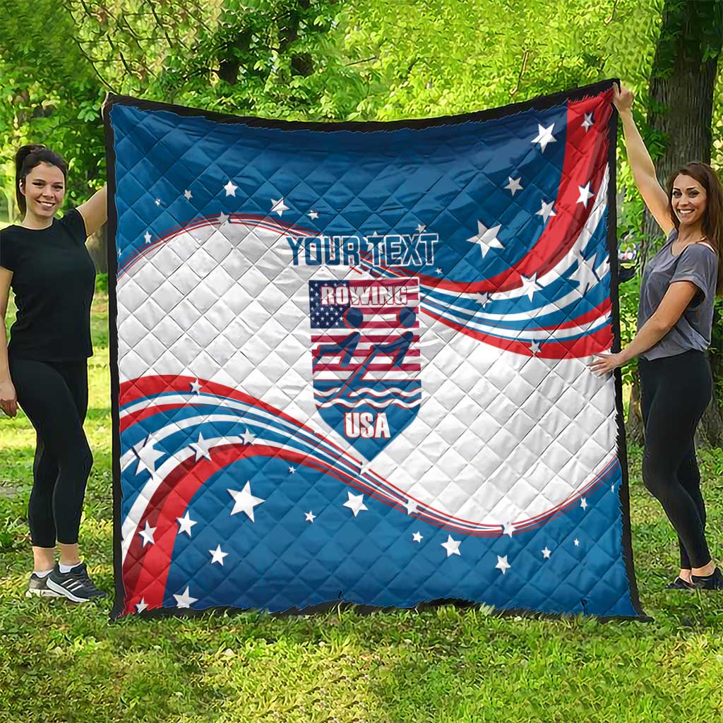 Personalized USA Rowing Quilt 2024 United States Flag Curve Style - Wonder Print Shop