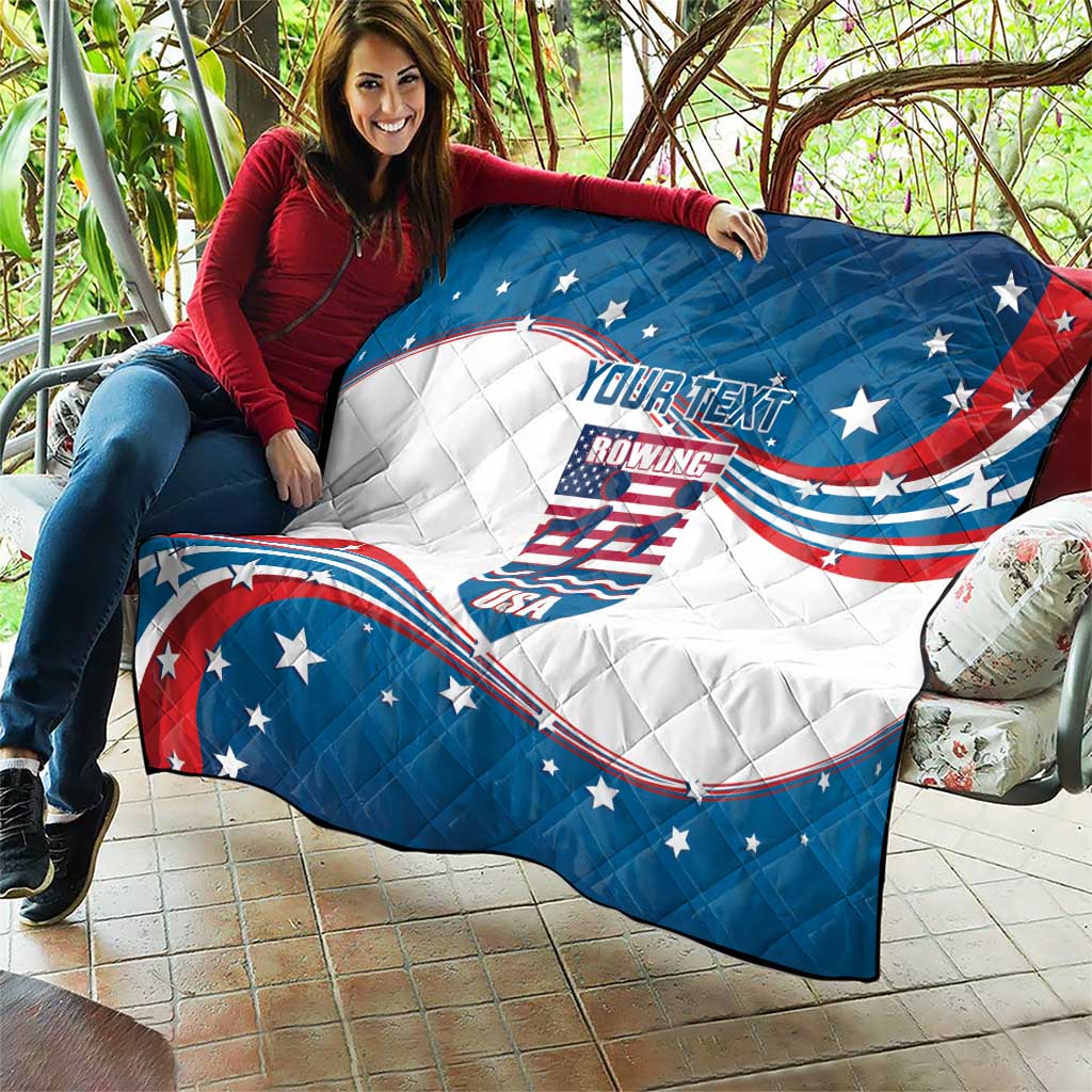 Personalized USA Rowing Quilt 2024 United States Flag Curve Style - Wonder Print Shop