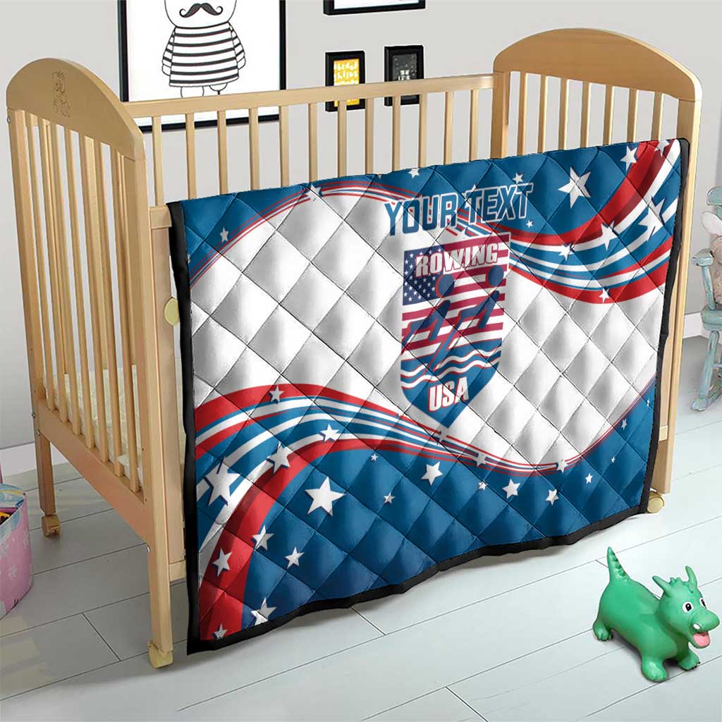 Personalized USA Rowing Quilt 2024 United States Flag Curve Style - Wonder Print Shop