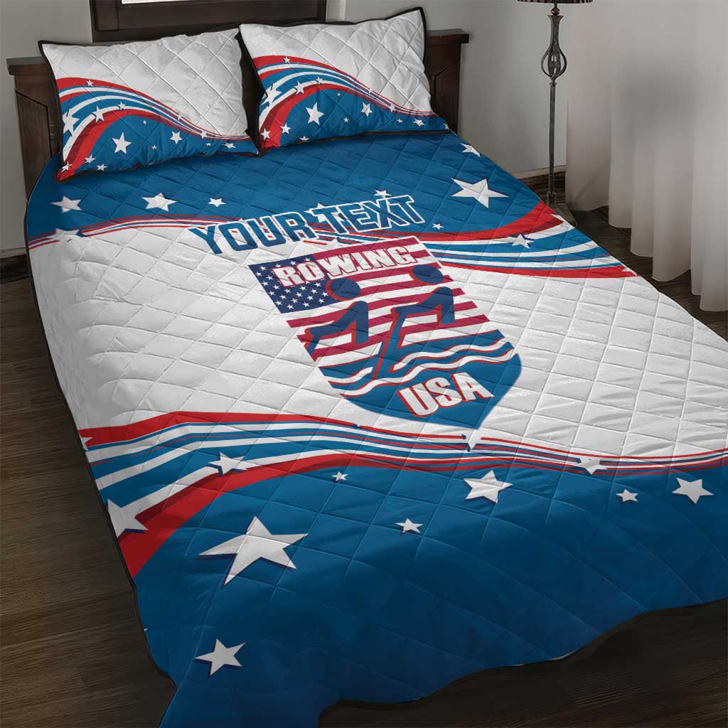 Personalized USA Rowing Quilt Bed Set 2024 United States Flag Curve Style - Wonder Print Shop