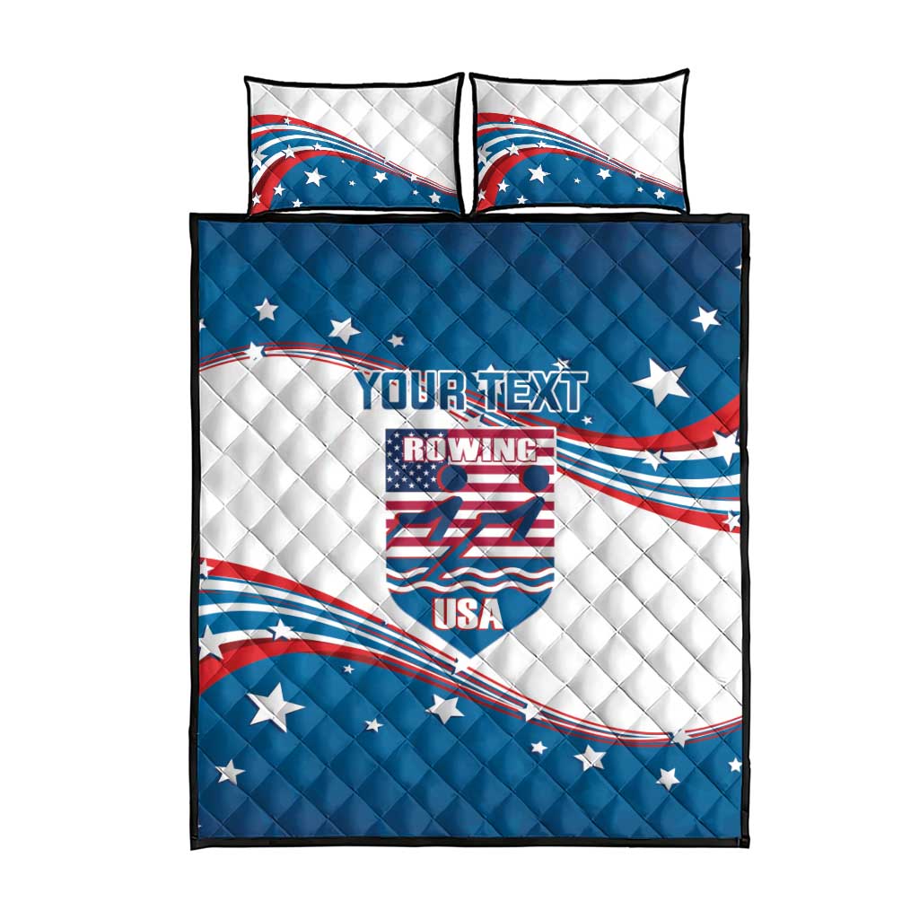 Personalized USA Rowing Quilt Bed Set 2024 United States Flag Curve Style - Wonder Print Shop