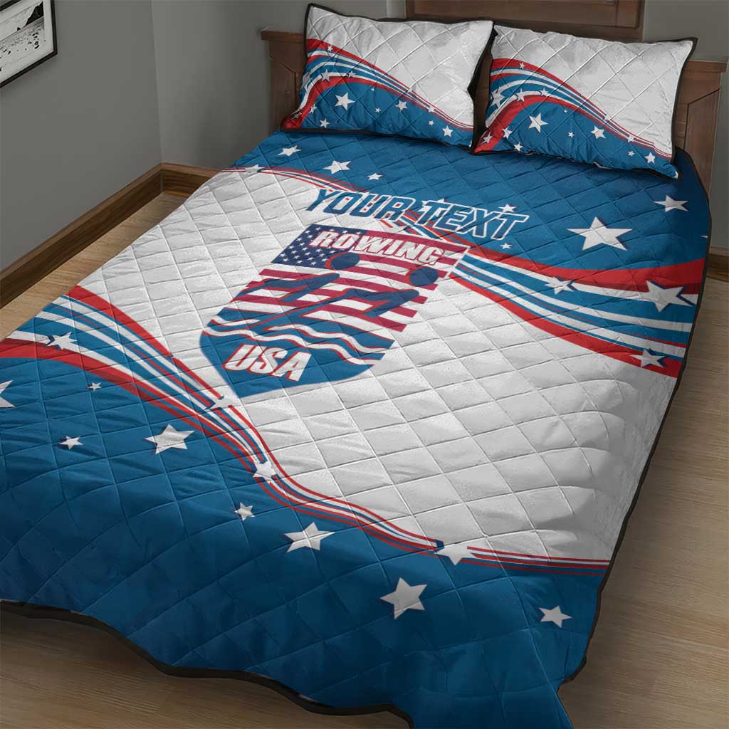 Personalized USA Rowing Quilt Bed Set 2024 United States Flag Curve Style - Wonder Print Shop