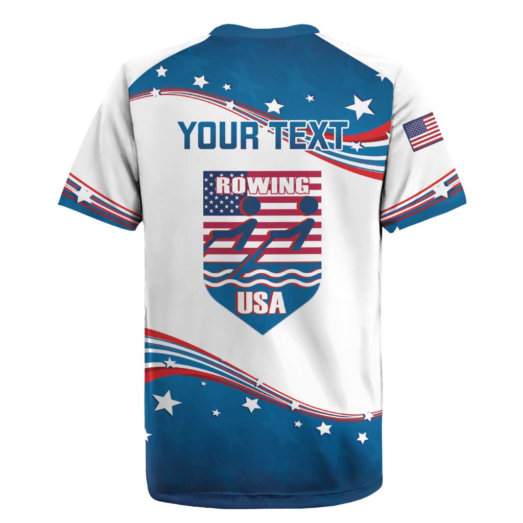 Personalized USA Rowing Rugby Jersey 2024 United States Flag Curve Style - Wonder Print Shop