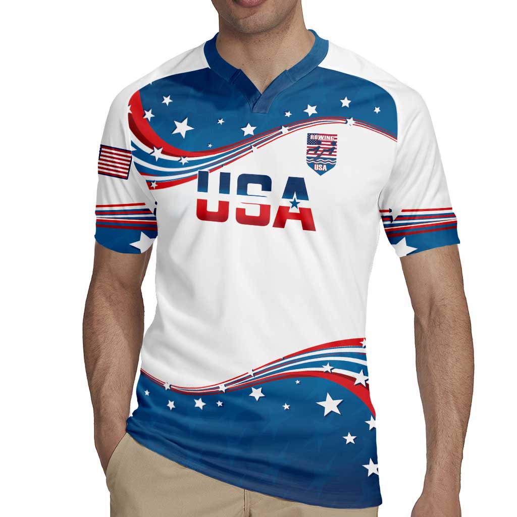 Personalized USA Rowing Rugby Jersey 2024 United States Flag Curve Style - Wonder Print Shop