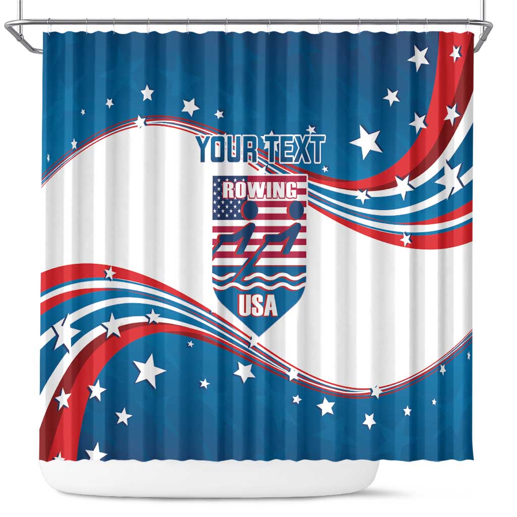 Personalized USA Rowing Shower Curtain 2024 United States Flag Curve Style