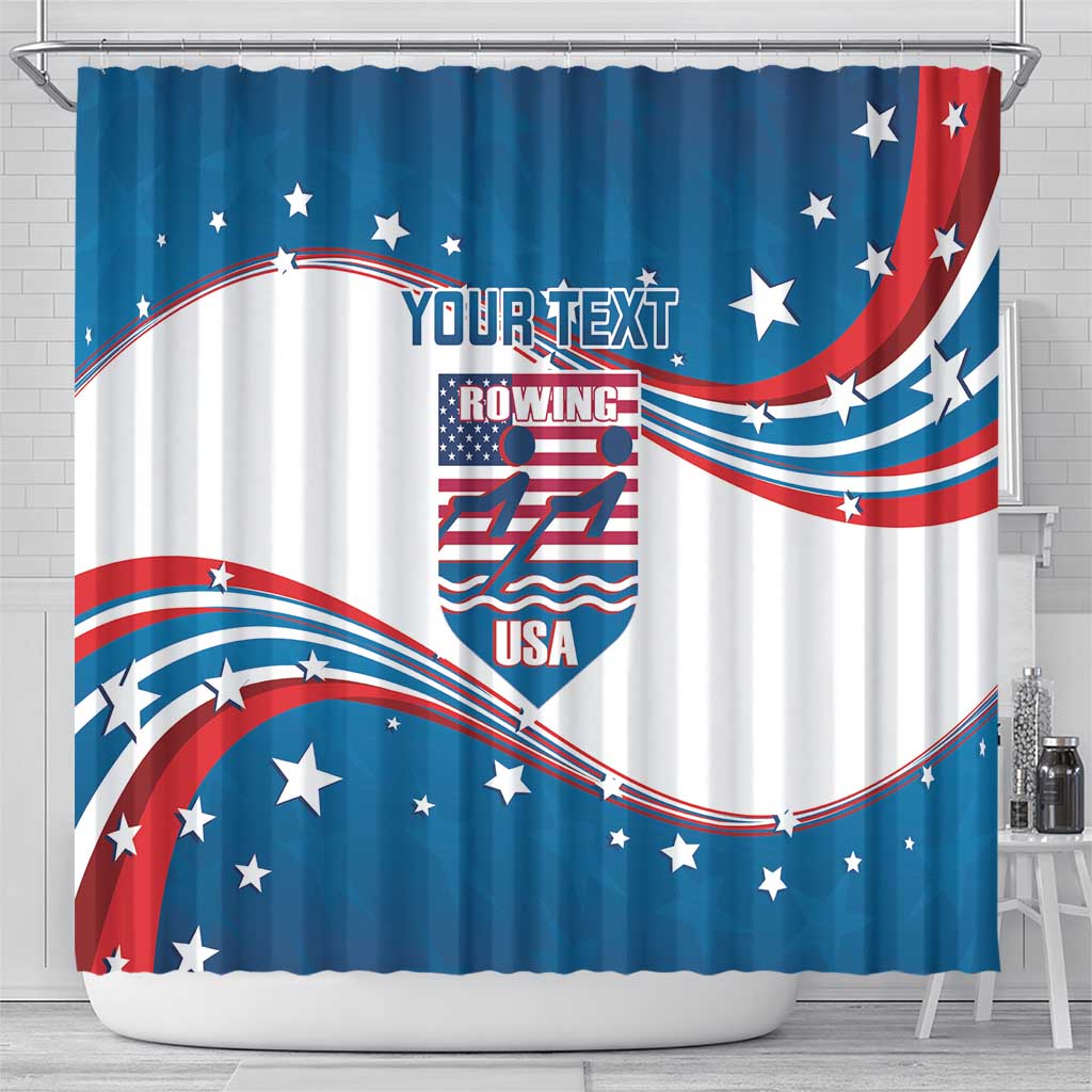 Personalized USA Rowing Shower Curtain 2024 United States Flag Curve Style