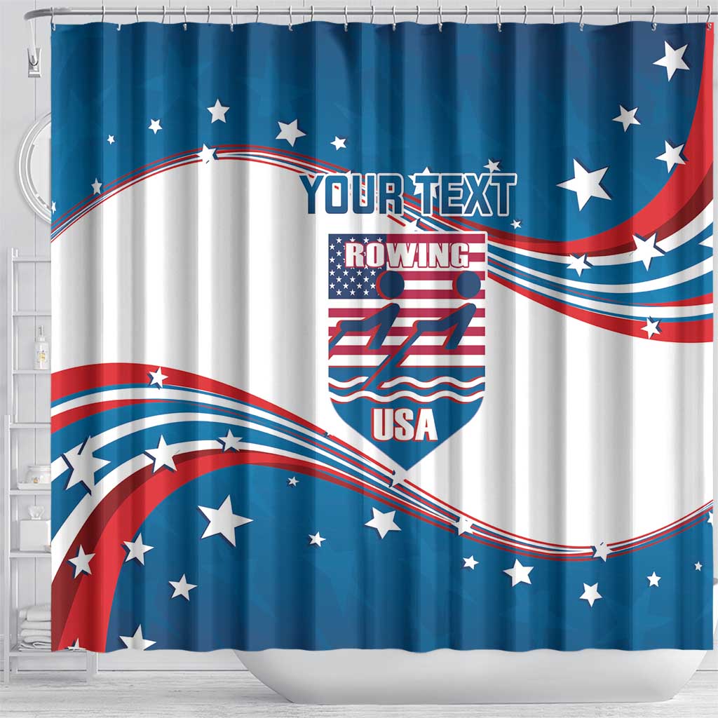 Personalized USA Rowing Shower Curtain 2024 United States Flag Curve Style