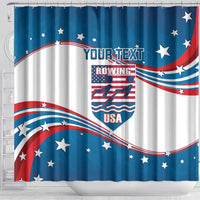 Personalized USA Rowing Shower Curtain 2024 United States Flag Curve Style