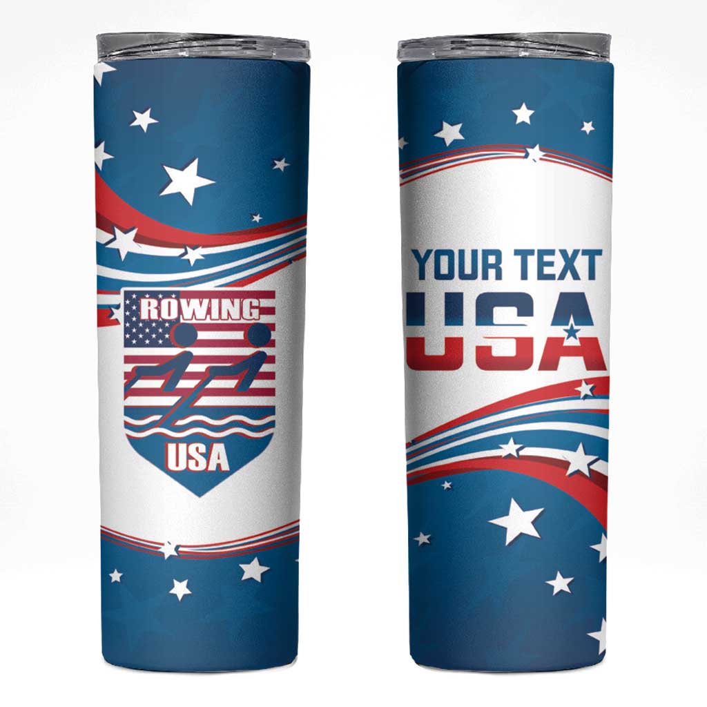 Personalized USA Rowing Skinny Tumbler 2024 United States Flag Curve Style - Wonder Print Shop