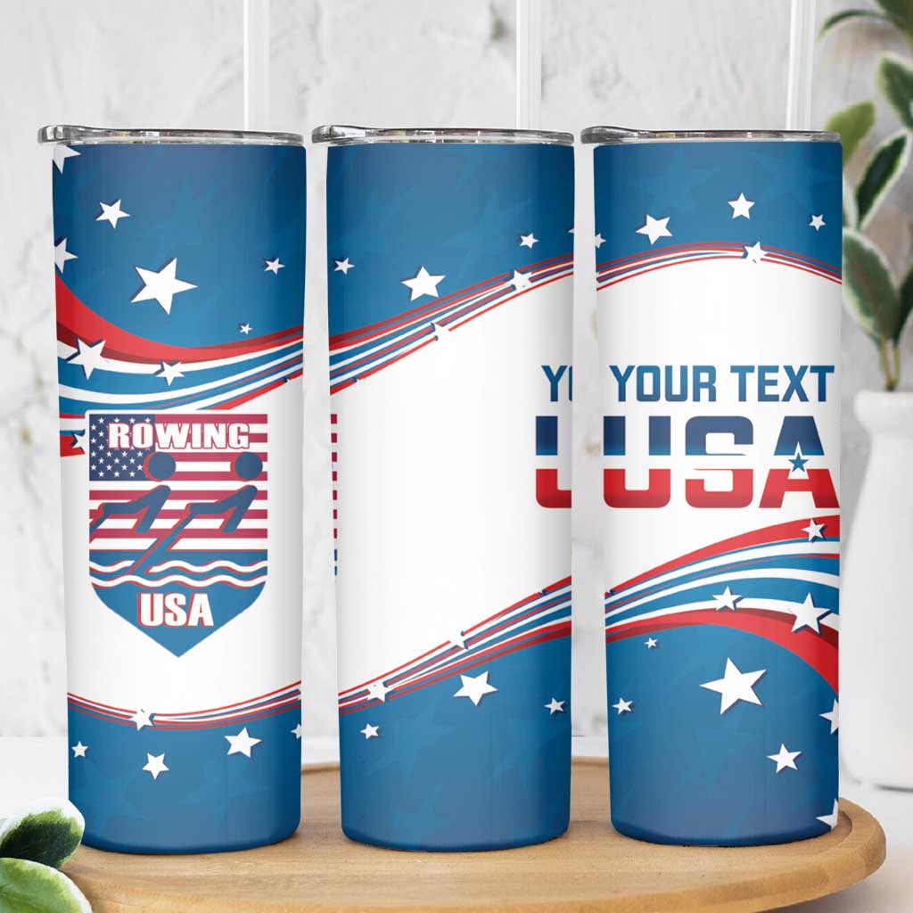 Personalized USA Rowing Skinny Tumbler 2024 United States Flag Curve Style - Wonder Print Shop