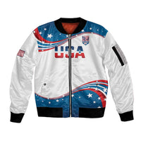 Personalized USA Rowing Sleeve Zip Bomber Jacket 2024 United States Flag Curve Style - Wonder Print Shop