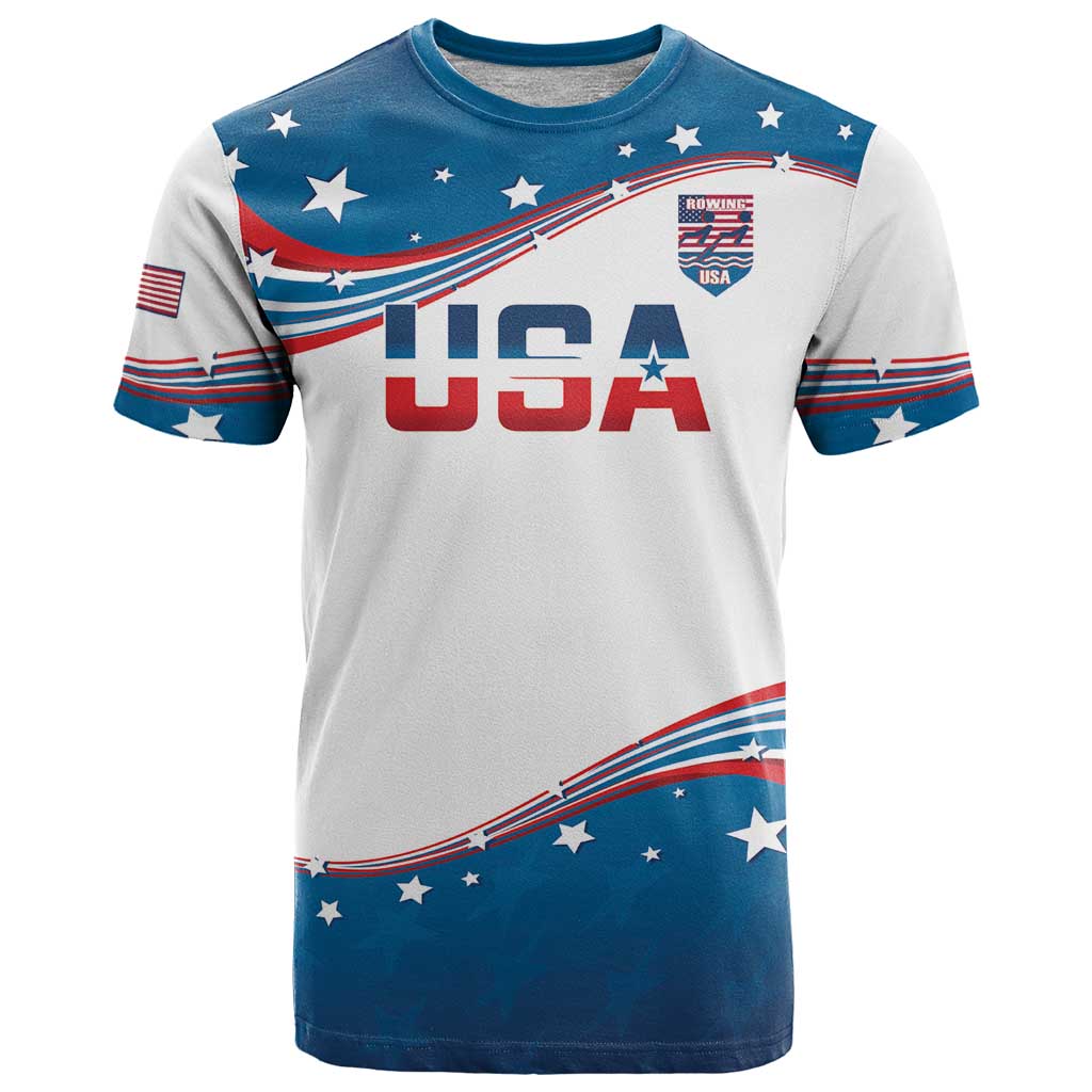 Personalized USA Rowing T Shirt 2024 United States Flag Curve Style - Wonder Print Shop