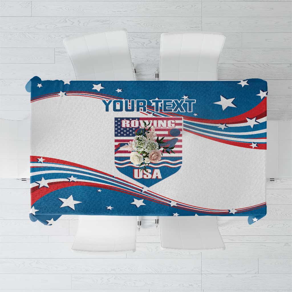 Personalized USA Rowing Tablecloth 2024 United States Flag Curve Style - Wonder Print Shop