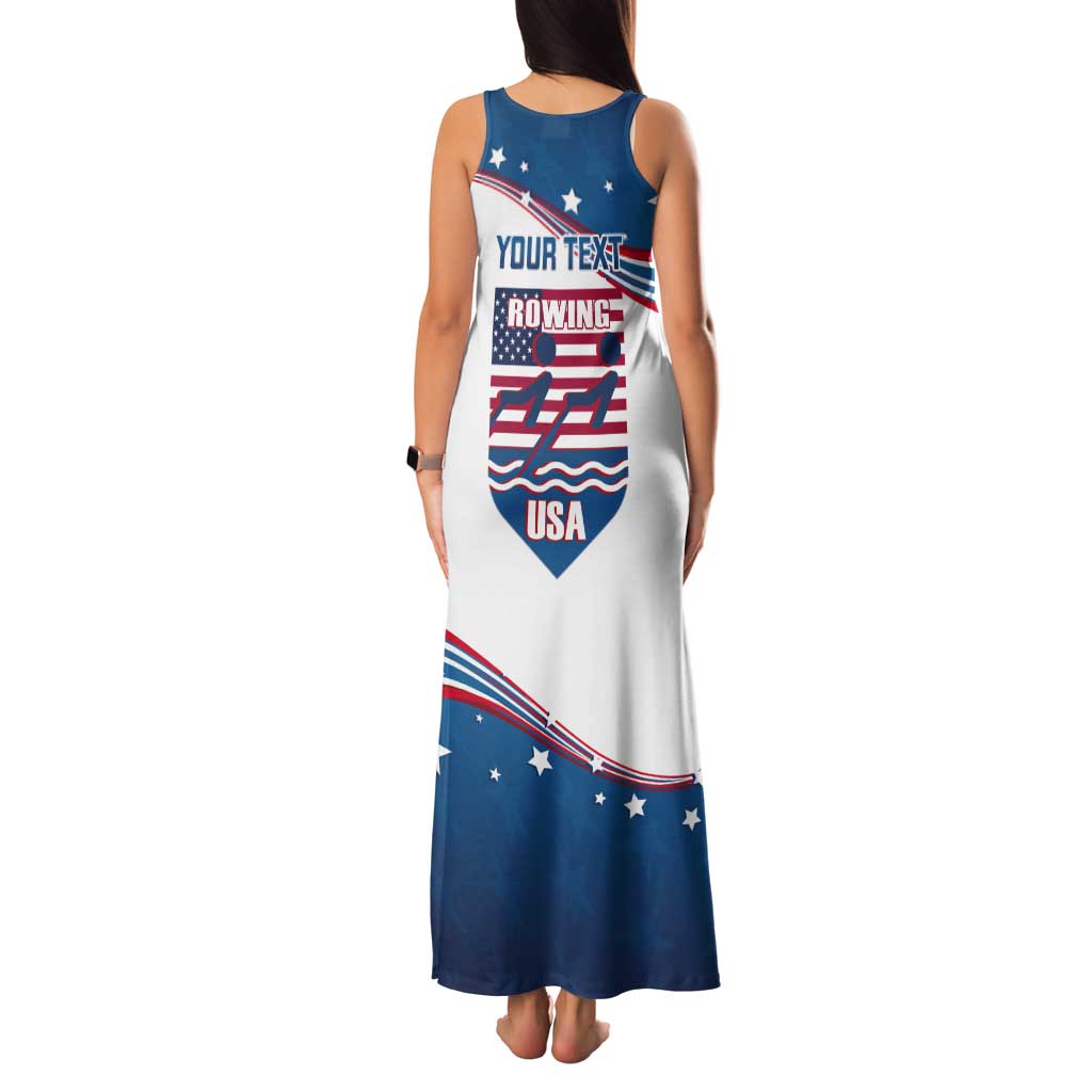 Personalized USA Rowing Tank Maxi Dress 2024 United States Flag Curve Style - Wonder Print Shop