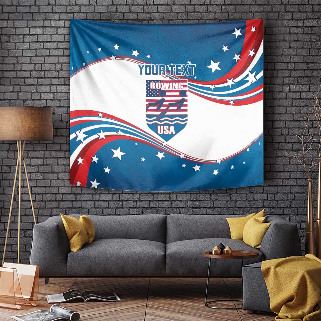Personalized USA Rowing Tapestry 2024 United States Flag Curve Style - Wonder Print Shop