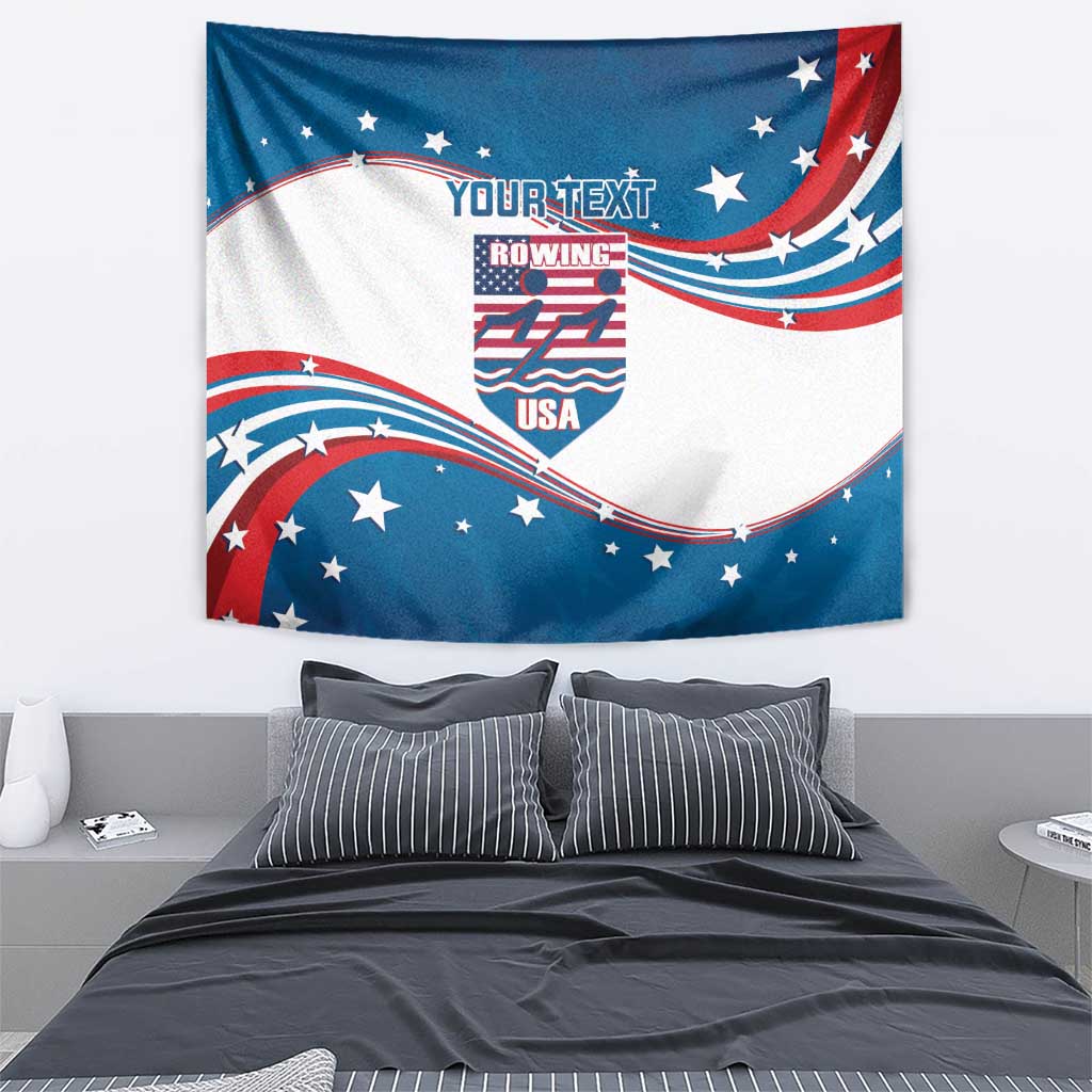 Personalized USA Rowing Tapestry 2024 United States Flag Curve Style - Wonder Print Shop