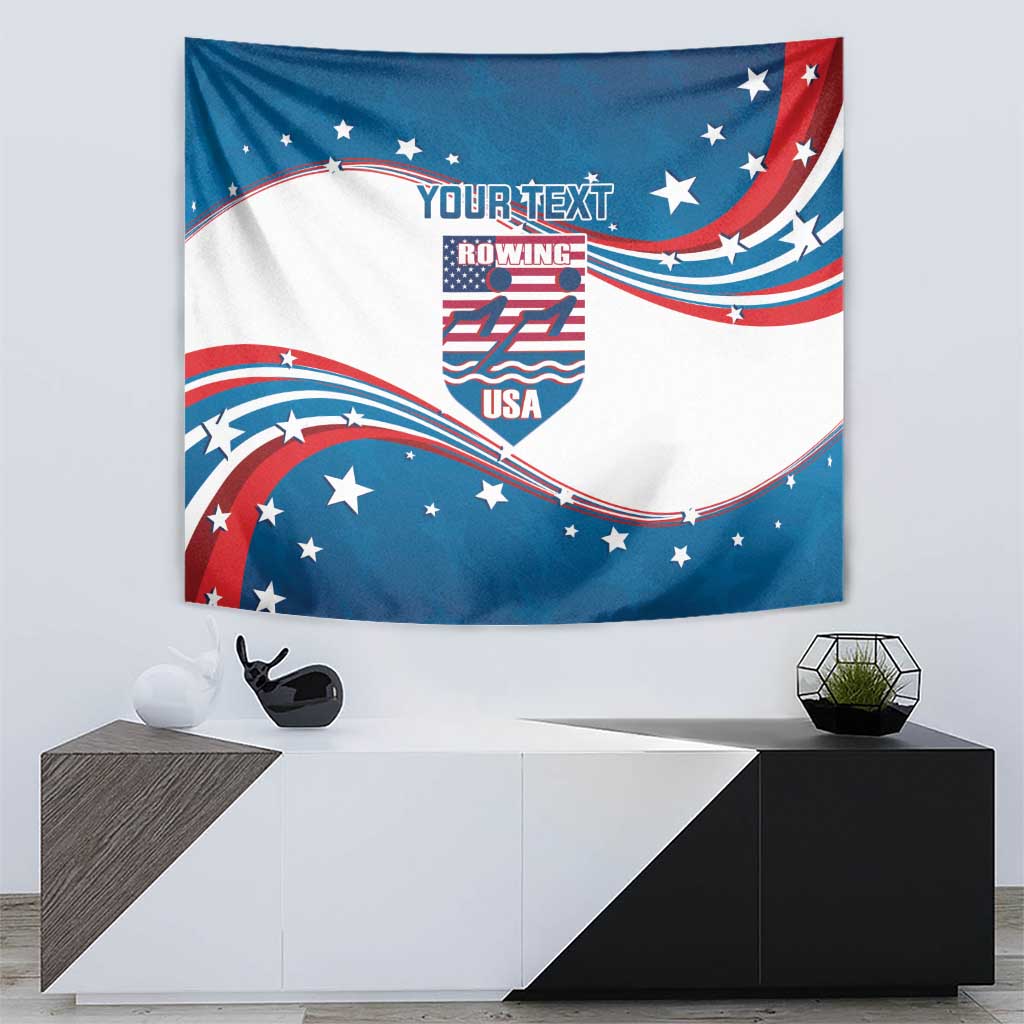 Personalized USA Rowing Tapestry 2024 United States Flag Curve Style - Wonder Print Shop