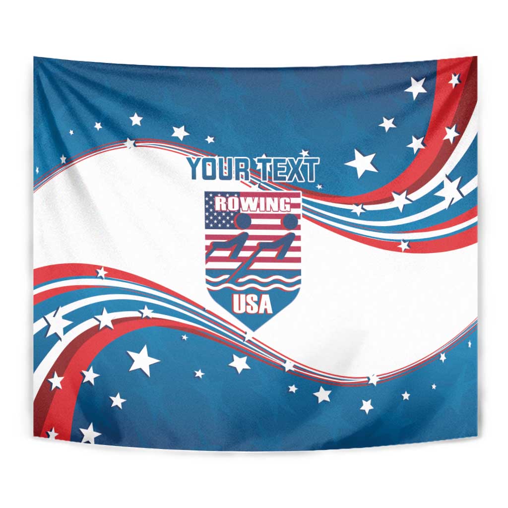 Personalized USA Rowing Tapestry 2024 United States Flag Curve Style - Wonder Print Shop