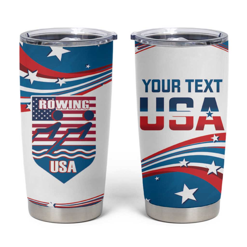 Personalized USA Rowing Tumbler Cup 2024 United States Flag Curve Style - Wonder Print Shop