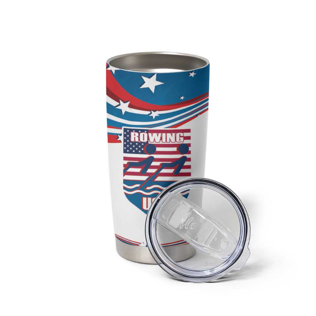 Personalized USA Rowing Tumbler Cup 2024 United States Flag Curve Style - Wonder Print Shop