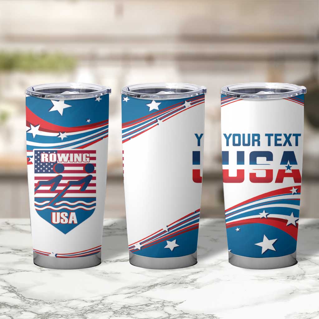 Personalized USA Rowing Tumbler Cup 2024 United States Flag Curve Style - Wonder Print Shop