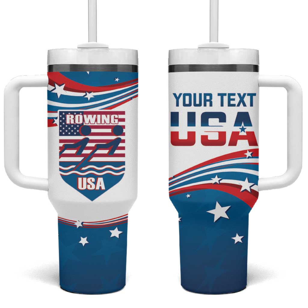 Personalized USA Rowing Tumbler With Handle 2024 United States Flag Curve Style - Wonder Print Shop