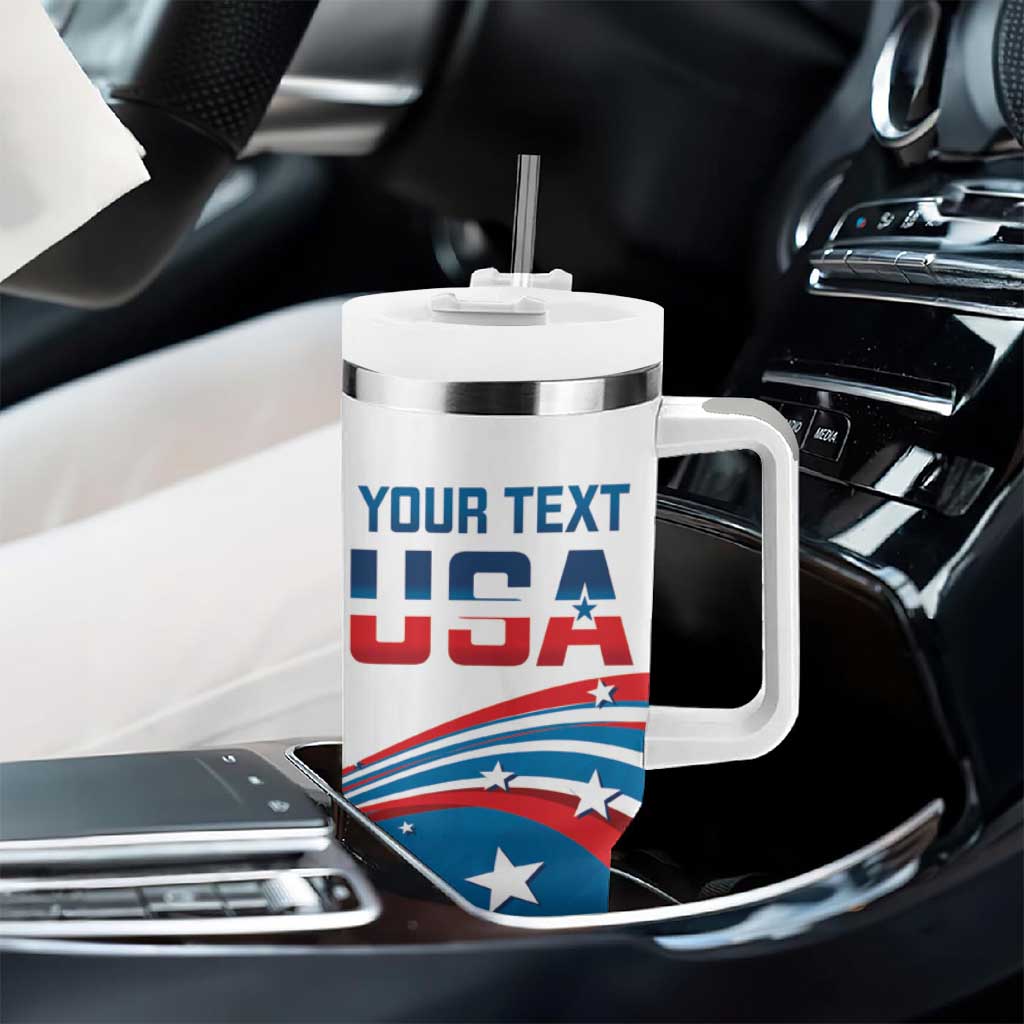 Personalized USA Rowing Tumbler With Handle 2024 United States Flag Curve Style - Wonder Print Shop