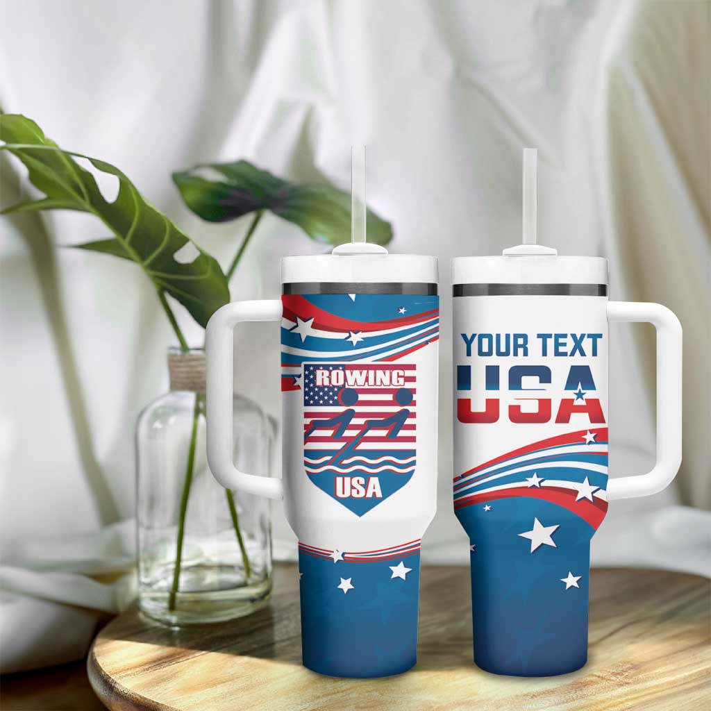 Personalized USA Rowing Tumbler With Handle 2024 United States Flag Curve Style - Wonder Print Shop