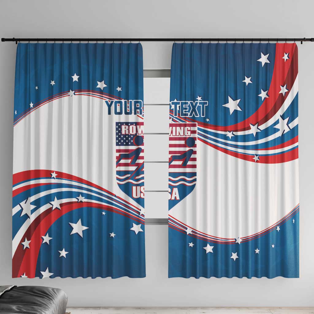 Personalized USA Rowing Window Curtain 2024 United States Flag Curve Style - Wonder Print Shop